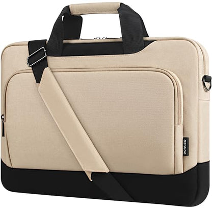 DOMISO 15-15.6 Inch Laptop Bag Business Briefcase Laptop Case Compatible with Lenovo 15.6" Ideapad 330/16" MacBook Pro/HP EliteBook 850 G3/Envy x360 15/Latitude 3580/Asus,Beige - color: Beige, size: 15 - 15.6 Inch
