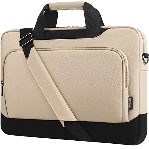 DOMISO 17-17.3 Inch Laptop Bag Large Capacity Shoulder Bag Laptop Case for 17 Inch HP/Dell/Lenovo Waterproof Padded Computer Bag with Handle for Women Men, Beige - color: Beige, size: 17 - 17.3 Inch