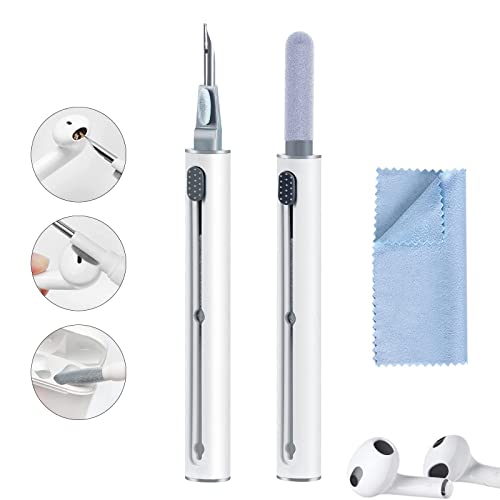 Airpod Cleaner Kit, Earbud Cleaning Kit for Airpods Pro 1 2 3,Multi-Function Cleaning Pen with Soft Brush Flocking Sponge, Suitable for Bluetooth Headset, Charging Box, Mobile Phone,Earbud (1Pcs) - color: 1PCS(White)
