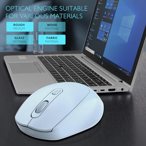 ONE-UP Wireless Mouse, 2.4G, Silent, USB Nano Receiver for Laptop, Chromebook, PC, Mac, Windows and School Work (Blue) - color: Blue