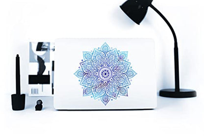 Mandala Laptop Sticker Decal - Waterproof Transparent Vinyl Decals Stickers - Mandalas Blue Sticker Starry Night Partial Skin Compatible with Computer MacBook Air Pro 13 15 inch Mac Retina - color: Blue on Transparent Material