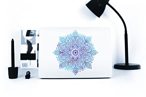 Mandala Laptop Sticker Decal - Waterproof Transparent Vinyl Decals Stickers - Mandalas Blue Sticker Starry Night Partial Skin Compatible with Computer MacBook Air Pro 13 15 inch Mac Retina - color: Blue on Transparent Material
