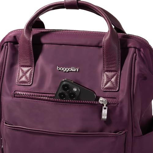 Baggallini Soho Backpack - Travel Laptop Backpack for Women - Lightweight Water-Resistant Luggage Bag, Mulberry - color: Mulberry