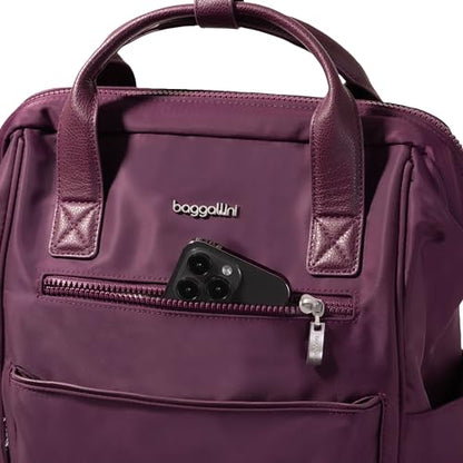 Baggallini Soho Backpack - Travel Laptop Backpack for Women - Lightweight Water-Resistant Luggage Bag, Mulberry - color: Mulberry