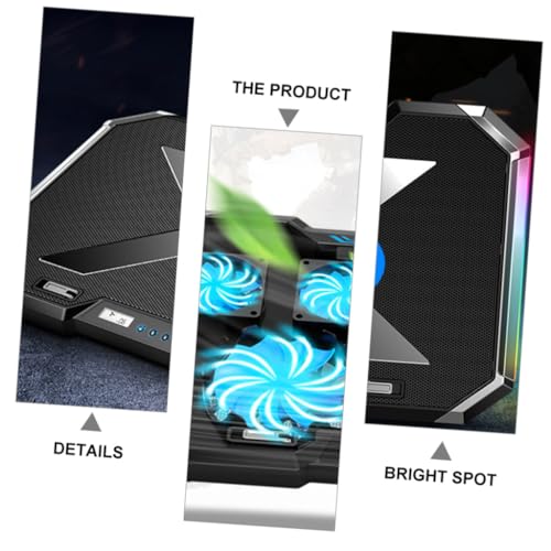 RGB Laptop Cooling Pad Adjustable Height USB Powered Quiet Fan LED Light Base for Gaming and Work
