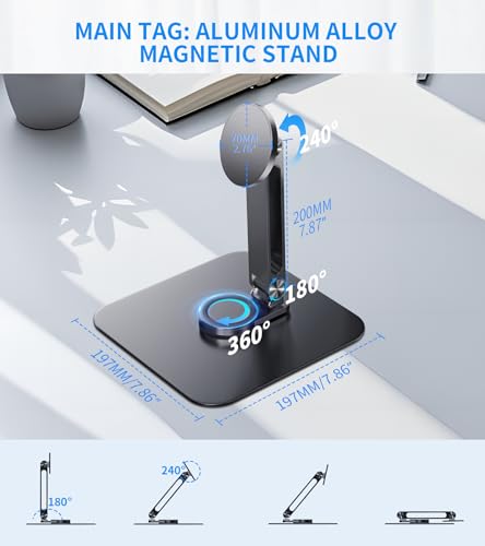 Adjustable Portable Magnetic Monitor/iPhone/Tablet Stand Magnetic Quick-Release - Foldable 10.1 10.5 11 11.6 12 12.5 15.6 17 17.3 18 18.5 inch Portable Monitor iPad Air mini Pro Samsung POS, Kindle