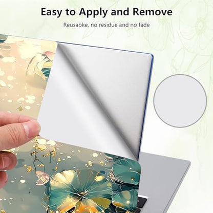 Laptop Skin Sticker Decal, Universal Reusable Vinyl Laptop Cover for 12" 13" 13.3" 14" 15" 15.4" 15.6" Notebook PC, Reusable Waterproof Scratch-Resistant with 2 Wrist Pads,Art Lotus Flowers - color: Art Lotus Flowers