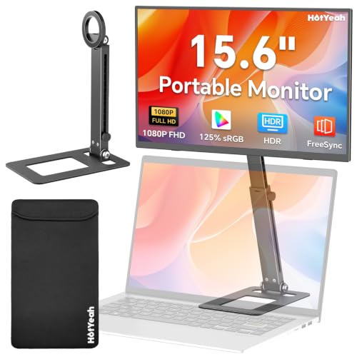 HotYeah Travel Portable Monitor with Stand, w/Magnetic Stand & Speaker | 15.6" 1080P 125% sRGB USB-C HDMI HDR External Display, 2nd Screen for Laptop MacBook Computer Phone Tablet Switch PS5 Xbox - size: 15.6 inch