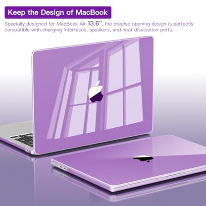 CISSOOK Compatible with MacBook Air 13.6 inch Case M2 M3 M4 M5 | A3449 A3240 A3113 A2681, 5in1 Set Hard Shell Case Keyboard Cover for MacBook Air 13 inch 2022 - 2026, Crystal Purple - color: Air13.6inch-Crystal Purple