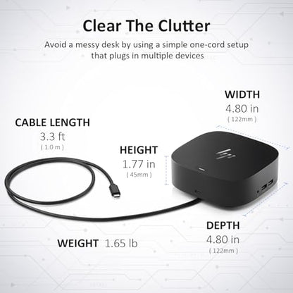HP Docking Station for Dual Monitor Bundle - HP USB-C G5 Dock for USB-C & Thunderbolt Laptop with 120W AC Adapter + HDMI & DisplayPort Cables + USB Cable