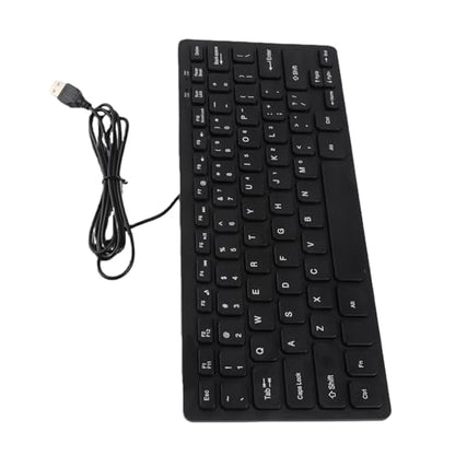 Dioche Small Wired Keyboard, Small Keyboard Ultra Thin Mini USB Wired Keyboard with 78 Keys Keyboards Wired Keyboard for Desktop Computer Laptop PC (Black)