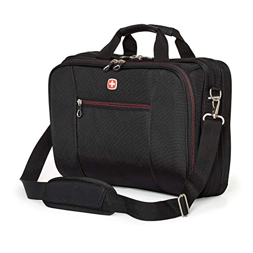 Swiss Gear 15.6" Laptop Case - Black, Unisex-Adults, Briefcase Style, Modern, 14L, 2 Compartments, 8 Pockets, Laptop Compatible