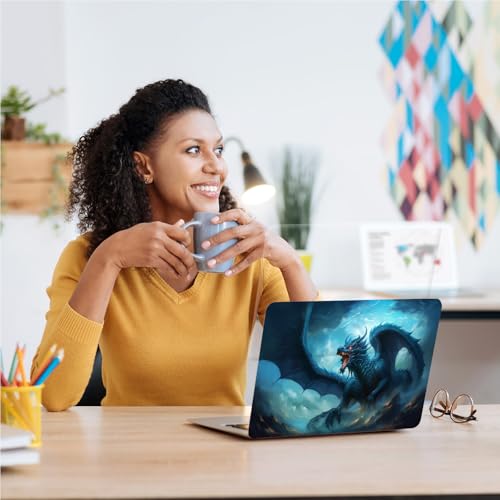 Universal Laptop Skin, DIY Cut-to-Fit Vinyl Cover Compatible with HP, Dell, Lenovo, Mac (13.3" to 15.6"), Anti-Scratch, No Residue & Bubble-Free Protective Decal Sticker, Epic Blue Dragon - color: Epic Blue Dragon