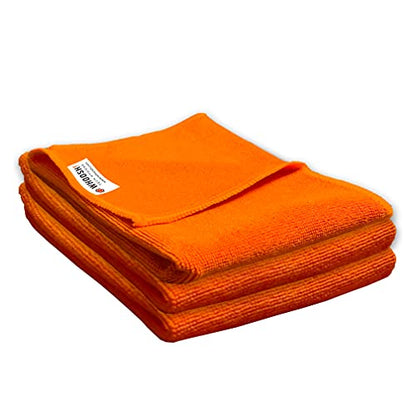 WHOOSH! Microfiber Cleaning Cloth, 3 Pack, Glasses and Screen Cleaning Cloth, Suitable for TV, Car Screen, Computer, Laptop, iPad, MacBook, Smart Phone, Monitor, Watches (14”x14”), Orange - size: 3 Count (Pack of 1)
