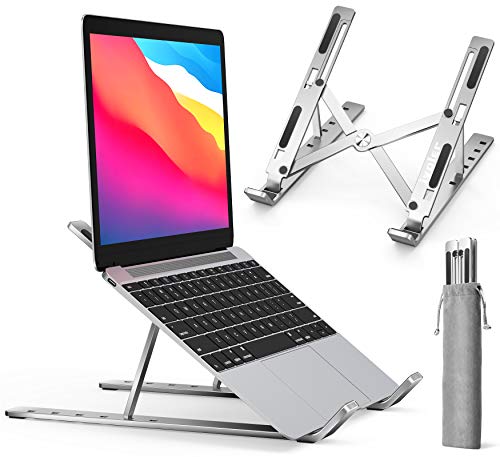 ivoler Laptop Stand, Laptop Holder Riser Computer Tablet Stand, 6 Angles Adjustable Aluminum Ergonomic Foldable Portable Desktop Holder Compatible with 10-15.6” MacBook,iPad, HP, Dell, Lenovo Silver - color: A-Silver