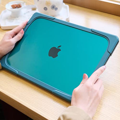 Batianda Foldable Stand Heavy Duty Case for MacBook Air 13.6 inch, Teal | Fits M5 M4 M3 M2 Chip 2026-2022 Model, Ergonomic Stand Holds 22 lbs, Shockproof Bumper, with Keyboard Cover Screen Protector - color: Cyan