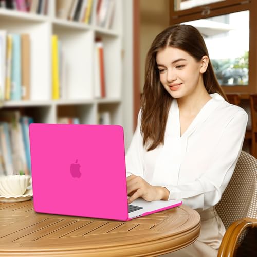 MOSISO Compatible with MacBook Air 15 inch Case M5 2026 M4 M3 M2 2025-2023 | A3448 A3241 A3114 A2941, Scratch-Resistant Protective Hard Shell Case&Keyboard Cover&ScreenFilm&Pouch, Bright Rose - color: Bright Rose