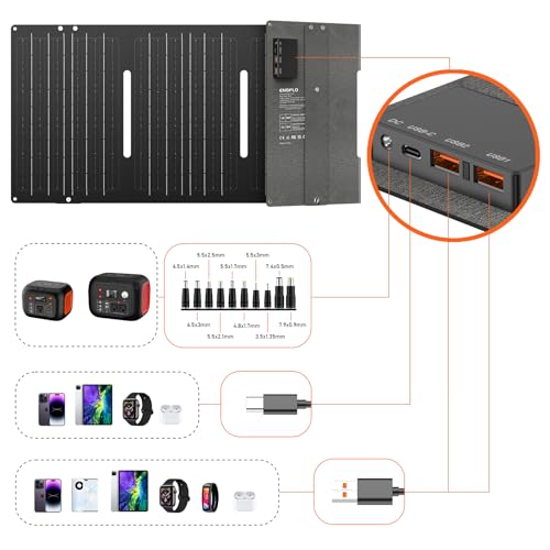 60W Portable Foldable Solar Panel Charger for Outdoor Camping 12 Volt Waterproof High Efficiency Solar Panel Kit&Portable Power Station 296Wh Power Bank 61600mAh Battery Pack Fasting Charging 600W AC