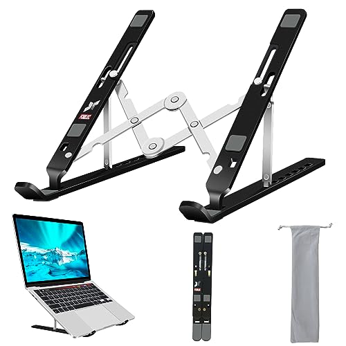 Laptop Stand, Computer Tablet Stand, Adjustable Aluminum Foldable Portable Laptop Holder Riser, Compatible with MacBook Air Pro, Lenovo, HP, Dell, More 10-15.6” Laptops and Tablets (Black) - color: D102 Black