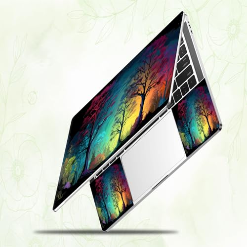 Laptop Skin Sticker Decal, Universal Reusable Vinyl Laptop Cover for 12" 13" 13.3" 14" 15" 15.4" 15.6" Notebook PC, Reusable Waterproof Scratch-Resistant with 2 Wrist Pads,Watercolour Forest - color: Watercolour Forest