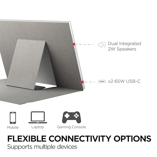 ViewSonic VG1656-2K 16 Inch 1600p Portable Monitor, WQXGA IPS for Improved Workflows and Second Screen Productivity, Built-in Stand, 65W USB-C, mini HDMI, and Smart Cover Inputs - style: 2560 x 1600