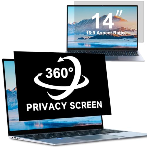 ZOEGAA 4-way 360° Privacy Screen For 14 Inch 16:9 Laptop That Screen Size is 12.2 in Wide and 6.8 in High. Removable Privacy Screen For Laptop Monitor, Anti Glare And Blue Light, Compatible With HP Dell Lenovo Asus Samsung Acer Thinkpad - size: 14 in 16:9