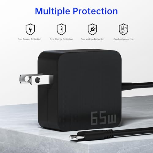 65W USB C Laptop Charger, Universal Fast Charging Power Adapter - Compact Type C Charger Block for MacBook, Dell, HP, Travel, Home & Office Use
