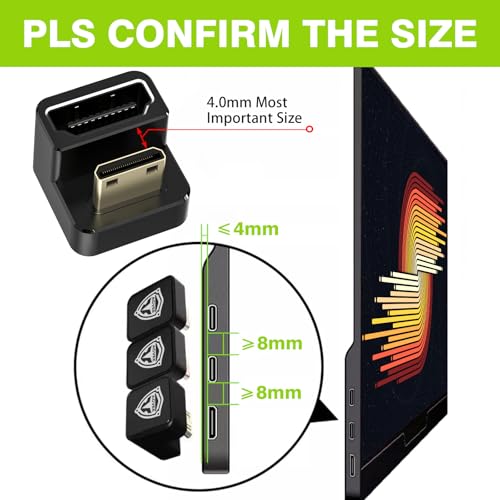 AGVEE 180 Degree USB-C to C Adapter & U-Shaped Mini HDMI to HDMI Converter | Angled HDMI 2.0 4k@60HZ Coupler Extender Extension Adaptor Accessories for Portable Display Monitor - size: 1 Pack Short Side Inward