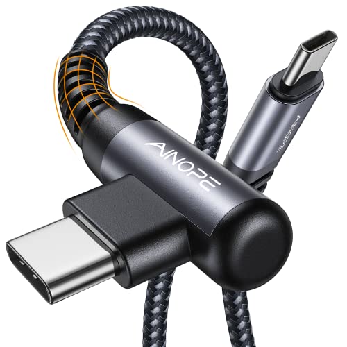 AINOPE USB C Cable 60W 2-Pack 6.6ft Nylon Braided USB C to USB C Cable Type C Charger Fast Charging Right Angle USBC Cable Charger Cord for iPhone 16 Pro Max 15 Plus Samsung S24 S23 iPad Space Gray - color: Space gray, size: 6.6FT+6.6FT