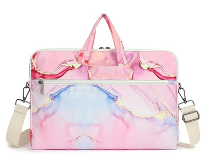 Water Resistant Laptop Shoulder Sleeve Case Bag for MacBook Pro 16 inch and 15.6 inch and 16 inch laptop (Pink Marble) - color: Pink Marble