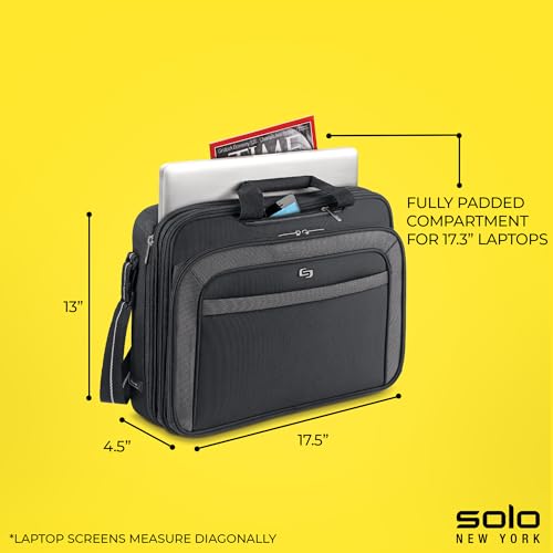 Solo New York Briefcase - Laptop Carrying Bag for Women & Men, Brief for Travel & Work, Front Zippered Pocket, Adjustable Shoulder Strap, Fits 17.3" Computer - Empire, Black