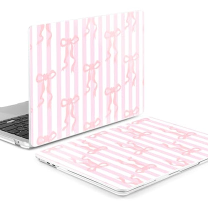 MEEgoodo Case for M5/M4/M3/M2 MacBook Air 15 inch Case 2026 2025 2024 2023, Laptop Shell Fit Model (A3448/A3241/A3114/A2941) for MacBook Air 15.3-inch, Pink Bows&Stripes - color: Pink Bows&Stripes