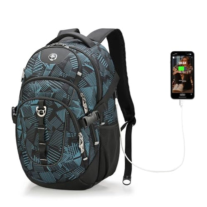 Swissdigital Laptop Backpack with USB Charging Port, Travel Backpack Fits 15.6 inches Computer, 31L Backpack for Men, Dark Green | SD803-96 - color: Dark Green