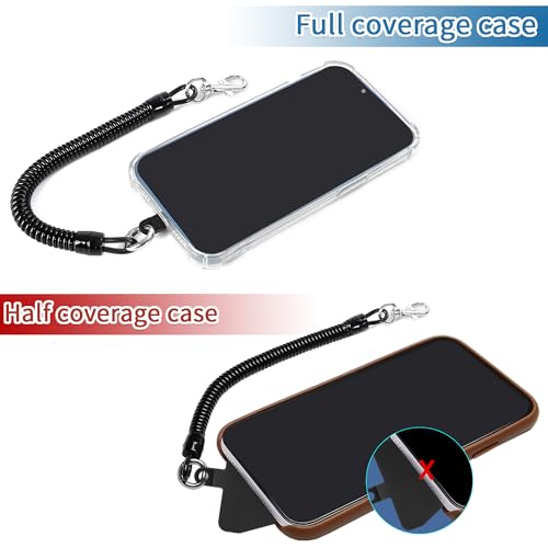 Doormoon Phone Lanyard Tether with 4 TPU Patch, Cell Phone Lanyard with 2 Phone Tether, 4 TPU Patch for Outdoor Hiking Climbing - color: Blackblack-tpu Patch