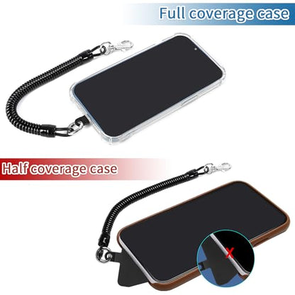 Doormoon Phone Lanyard Tether with 2 TPU Patch, Cell Phone Lanyard with 1 Phone Tether, 2 TPU Patch for Outdoor Hiking Climbing - color: Black-tpu Patch
