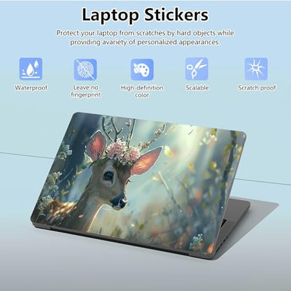 Universal Laptop Skin Sticker with 2 Wrist Pad Skins, Waterproof Scratch Resistant Vinyl Laptop Cover Decal, Cut to Fit for 11–15.6 Inch MacBook HP Dell Lenovo, Baby Deer - color: Baby Deer