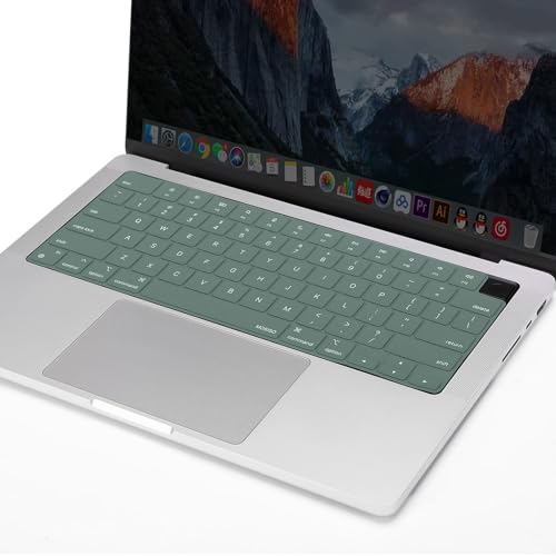 MOSISO Keyboard Cover with Solid Texture, Laptop keyboard Cover | Compatible with MacBook Air 15 inch M3 A3114 M2 A2941/Air 13.6 A3113 A2681/Pro 14/16 M4 M3 M2 M1 - color: Midnight Green
