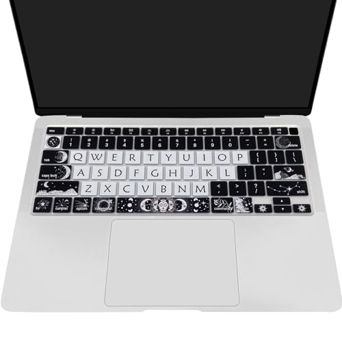 Cute Keyboard Cover for 2021 2020 MacBook Air 13 inch (Model: A2179 A2337) M1 Chip, Silicone Protective Skin, Sun and Moon - color: Sun and Moon