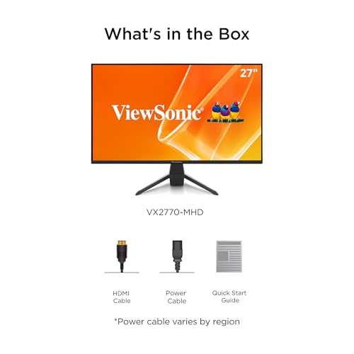 ViewSonic VX2770-MHD 27 Inch 1080p Monitor, IPS Display with 120Hz and Variable Refresh Rate for Ultimate Home Entertainment, Eye Care Technology, HDMI, and DisplayPort Inputs - size: 27 Inches