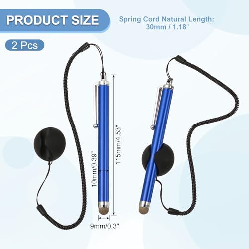 PATIKIL 2 Pcs Screen Capacitive Pen with Spring Rope Fixing Dock High Sensitivity for Mobile Phone Car Navigation GPS POS Tablet Laptop, Dark Blue - color: Dark Blue