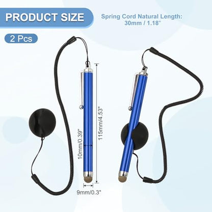 PATIKIL 2 Pcs Screen Capacitive Pen with Spring Rope Fixing Dock High Sensitivity for Mobile Phone Car Navigation GPS POS Tablet Laptop, Dark Blue - color: Dark Blue
