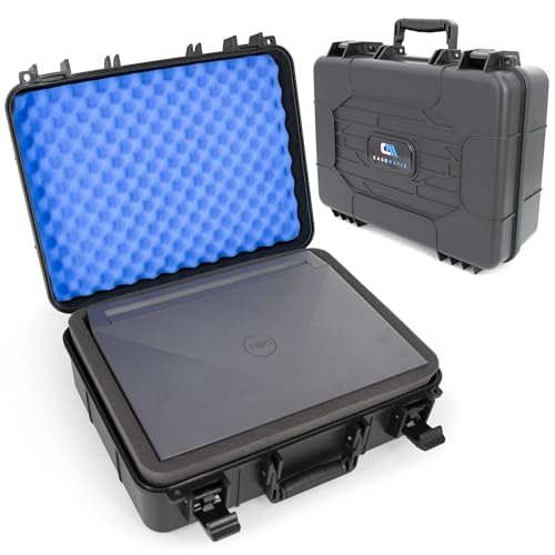 CASEMATIX 15.6 Inch Hard Laptop Case – Rugged Shockproof Travel Carrying Case with Foam Protection for 15” Gaming Laptops, Fits Devices Up to 14.5 x 10.5 – Accessories Storage Included