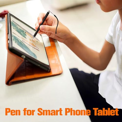 Stylus Pens for Touch Screens with Tether Lanyard, Anti-Lost Fibre Stylus Mesh Fiber Tip, High Sensitivity & Precision Capacitive for Smart Phone, Tablets for Samsung Galaxy Android