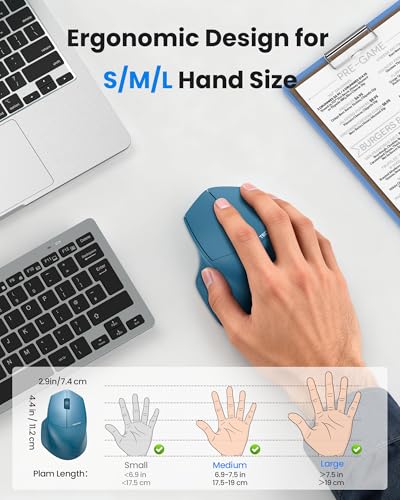 TECKNET Wireless Mouse, 2.4GHz Computer Mouse, 3 Adjustable DPI Silent Mouse with USB A Receiver, 3 Buttons, 24 Months Battery Life, Ergonomic Wireless Mouse for Laptop, PC, Mac, Desktop-Blue - color: Blue