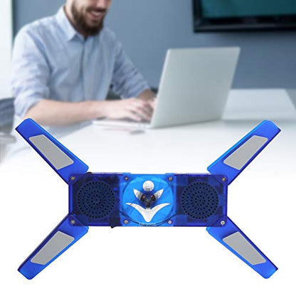 DR - 2008 Foldable Laptop Cooling Pad with USB Hub, Dual Speakers & LED Indicator, Low Noise 500–2500 RPM Fan, Adjustable Height for 13–17 Inch Laptops, ABS Construction