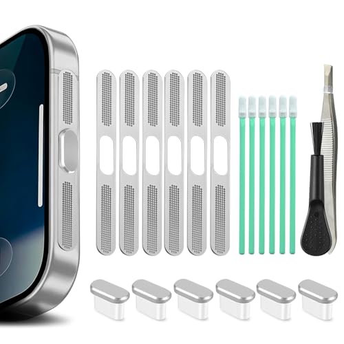 USB C Port Cover Dust Plug, 6 Pack Type C Charging Port Plug Cover with Speaker Dust Cover Phone Accessories for iPhone 17 Pro Max Port Protection Dust Cover (Silver, for 17 Pro Max) - color: Silver, size: for 17 Pro Max