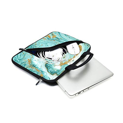 Laptop Sleeves 14 15 15.4 15.6 Chromebook Case Notebook Sleeve PC Messenger Bag Tablet Case Neoprene Handle Sleeve for Men Women, Two Pockets (Green Marble) - color: Green Marble