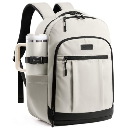 LOVEVOOK Laptop Backpack for Women, Waterproof Work Travel Backpack with Large Cup Pockets for Teacher Nurse, 15.6 inch Computer Bag College Bookbag Daypack, Gifts for Women, Black-White - color: Black-white, size: 15.6 Inch
