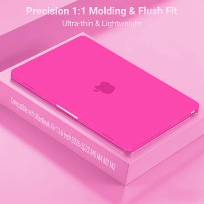 MOSISO Compatible with MacBook Air 13 inch Case M5 2026 M4 M3 M2 2025-2022 | A3449 A3240 A3113 A2681, Hard Shell&Keyboard Cover&Screen Film&Pouch for MacBook Air 13.6 inch Case, Bright Rose - color: Bright Rose