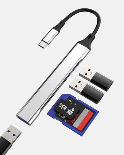 USB C HUB Type C to USB 3.0 Adapter (5in1)for Apple OTG TF SD Card Reader for iPhone 16 MacBook Laptop Docking Station Camera Micro SD Memory External Storage for iPad Converter Compatible for Samsung